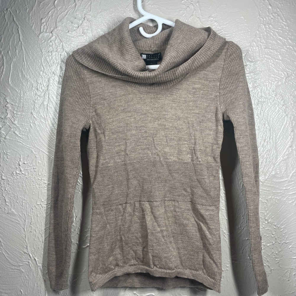 CAROLE LITTLE brown 100% ITALIAN MERINO SWEATER‎ size MEDIUM